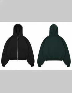Sweat à capuche noir uni en gros - Veste ample de style streetwear pour hommes et femmes, fournisseur en gros - Product Image 6