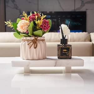 Marble Vanity White Marble Tray for Bathroom Jewelry Organizer and Perfume <b>Holder</b> Modern Decorative Tray for Skincare and <b>Makeup</b> - Product Image 4