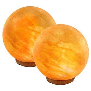 Lámpara de esfera de sal rosa del Himalaya lujosa hecha a mano artesanal tallada en estilo pakistaní para decoración del hogar - Product Image 1