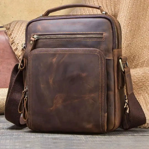 กระเป๋าสะพายข้างแบบตะวันตกทำด้วยมือคุณภาพสูงหนังแท้พร้อมซิปปิดกระเป๋าถือวินเทจขายส่ง - Product Image 1