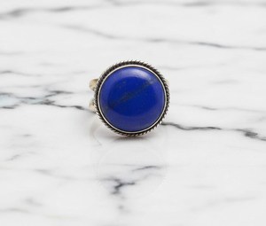 Handmade Lapis Lazuli Mixed Metal Ring Boho Sterling <b>Silver</b> And Brass Statement Jewelry For Women - Product Image 2
