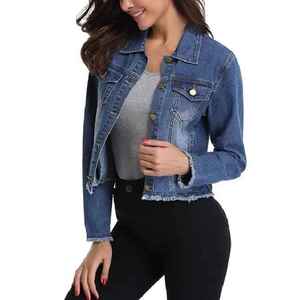 Chaqueta Vaquera Elegante para Mujer, Ropa Casual, Venta al por Mayor OEM, Chaqueta Vaquera de Algodón de Alta Calidad para Mujer, Chaqueta Vaquera Personalizada en Venta - Product Image 4