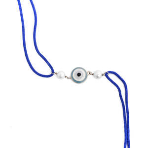 Pulsera de Amuleto Religioso Chapado en Oro con Ojo Turco Plateado y Roli Chawal para Hermanos Bhai, con Perlas y Diamantes, Regalo Perfecto - Product Image 1