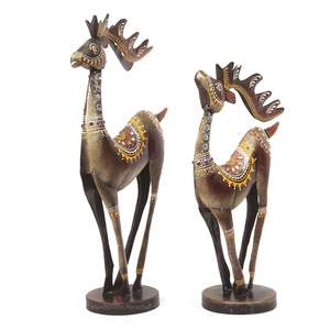 Ensemble de 2 cerfs peints en fer forgé pour la décoration de la maison et du jardin, idéal pour les espaces de vie et la décoration culturelle, prix de gros en provenance d'Inde - Product Image 1