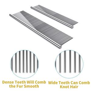 Vente en gros OEM Peigne de toilettage double densité en acier inoxydable à dents arrondies simples de haute qualité à prise antidérapante pour cheveux longs et courts - Product Image 4