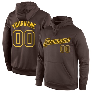 Sweat-shirt à capuche de sport marron-doré cousu personnalisé de haute qualité - Product Image 1