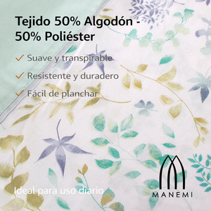 Juego de Sábanas de Algodón/Poliéster con Sábana Ajustable de 30 cm, Incluye Sábana Plana y Funda de Almohada, Categoría de Producto: Juegos de Fundas de Edredón - Product Image 3