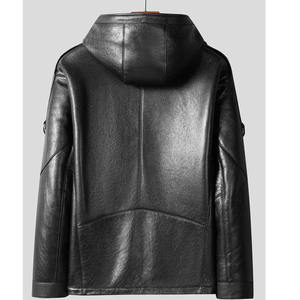 Demi fermeture éclair nouveau Style hommes en cuir véritable fait à capuche/vêtements de rue hommes bas quantité minimale de commande en cuir fait à capuche à vendre - Product Image 5