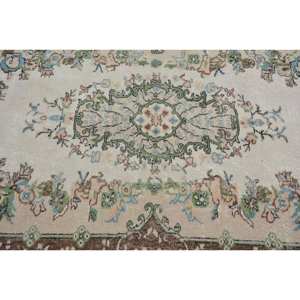 พรมปูพื้นสไตล์ตุรกีโบราณสีน้ำตาลเบจแบบคลาสสิกงานเย็บปะขนสัตว์7ft 3.9ชิ้นสำหรับห้องนั่งเล่นข้างเตียงโถงทางเดิน-ทำจากยางสี่เหลี่ยมผืนผ้า - Product Image 5