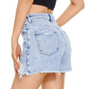 Pantalones cortos informales lavados con enzimas de algodón de alta calidad personalizados para mujer, pantalones cortos transpirables de talla grande con botones - Product Image 4