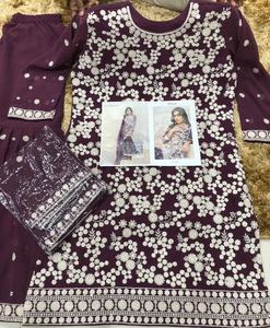 New Collection <b>Indian</b> Georgette <b>Fabric</b> Embroidery Work Women's Crop Top Women's Party Suit Wedding Festival Wear <b>Indian</b> Supplier - Product Image 6