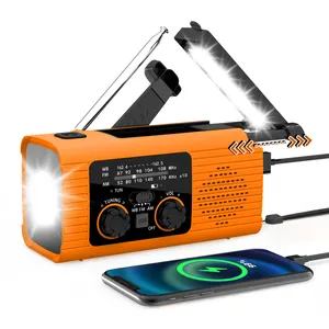 2024 nueva manivela de mano Radio de emergencia con energía Solar Radio LED de emergencia portátil Solar
