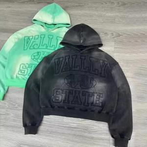 Pull pour hommes des fabricants OEM en coton éponge française délavé à l'acide en détresse brodé anti-rides surdimensionné Vintage - Product Image 4