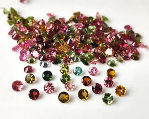 Turmalina Multicolor Natural de 1.25mm-8mm, Corte Redondo Facetado, Gema Suelta con Juego de Color/Fuego para Joyería - Product Image 1