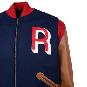Vestes Letterman College en laine de haute qualité pour hommes, grande taille, support sur mesure, manches en cuir satiné, patchs de broderie, capuche pour - Product Image 3