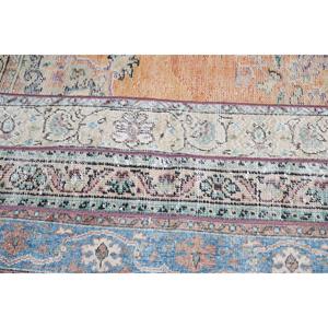 Alfombra Turca Vintage de 2.6x4.4 pies, Alfombra de Lana Azul con Pequeños Puntos - Product Image 4