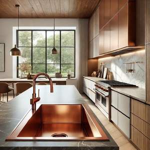 Évier de cuisine en cuivre artisanal de luxe, cuve unique, installation sous plan, bassin extra profond, design moderne pour les designers d'intérieur - Product Image 5