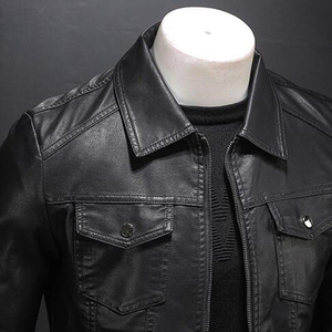 Chaqueta de cuero de hombre personalizada con chaqueta de tendencia de invierno de manga larga pura con color y logotipo personalizados a precio bajo - Product Image 3