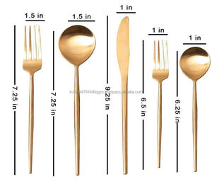 ขายร้อน SS304 มือปลอมแปลง Golden จํานวนมากช้อนส้อมและมีดสแตนเลส Flatware ชุด - Product Image 2