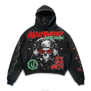 เสื้อฮู้ดผ้าฝ้าย100% สำหรับผู้ชายเสื้อครอปผ้าฝ้ายวินเทจเสื้อมีฮู้ดโอเวอร์ไซส์ระบายความร้อน - Product Image 1