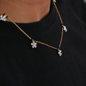 Elegante Collar chapado en oro de 10 quilates con diamantes cultivados en laboratorio de corte redondo, joyería clásica de compromiso para el cuerpo para una belleza sostenible - Product Image 3