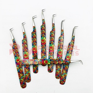 Produit en gros Pince à épiler pour extension de cils Pointe argentée et conception personnalisée Pince à épiler couleur enduite de papier Ensemble de 8 pièces - Product Image 4