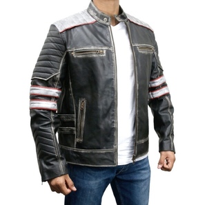 Veste en cuir de haute qualité pour hommes Top Design 100% avec doublure en couette col montant manches complètes-personnalisable pour la saison d'hiver - Product Image 3
