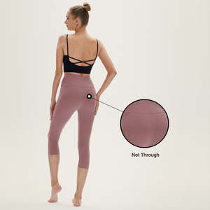 Outwork GYM High Waist Capri <b>Leggings</b> for Women Custom LOGO Yoga Pant with Solid Girl <b>Pattern</b> Elastic Waist Closure Knee Length - Product Image 6