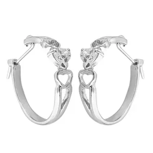 Pendientes de Aro de Plata 925 con Forma de Corazón para Mujer, Marca Brand A, con Cristales de Estrás Engastados, para Uso Diario Romántico, de la India (Rajasthan) - Product Image 3