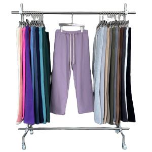 Pantalons de survêtement d'hiver unisexes à taille haute, coupe ample, jambe droite, en molleton français, légers, de haute qualité, avec cordon de serrage, vente chaude - Product Image 1