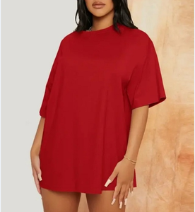 T-shirt doux et respirant surdimensionné pour femmes, coupe ample décontractée avec logo, vente en gros en vrac d'été du Bangladesh - Product Image 1