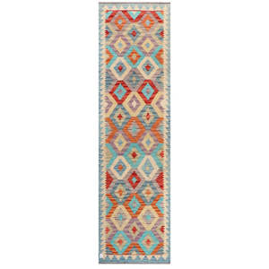 Alfombra Kilim de Maimana, Afganistán, 286 x 80 cm - Product Image 1