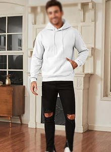 OEM Men's <b>White</b> <b>Hoodie</b> Stylish & Comfortable Pullover | Casual Streetwear for All Seasons Soft Cotton Hoodies - Product Image 3