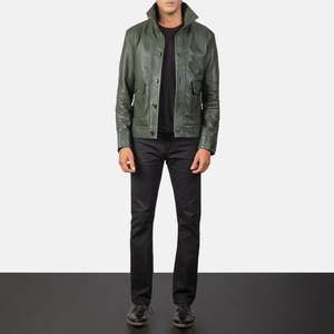 Chaqueta Bomber de Piel de Oveja de Primera Calidad para Hombre con Diseño Ecológico y Botones Frontales con Logotipo - Product Image 1
