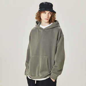 Sweat-shirts pour hommes en coton 100% de haute qualité et lourds, broderie personnalisée, impression, tissu français, épaules tombantes, vintage, lavé - Product Image 3