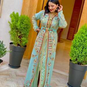 Traditional <b>Moroccan</b> Caftan Handmade Embroidered Silk Fabric Casual Style Breathable for Muslim Arab Women and Girls - Product Image 6