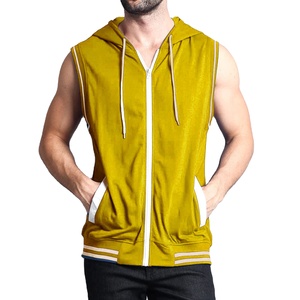 Sudadera con capucha sin mangas personalizada de algodón 100% lavado, gruesa, pesada, lisa, con cremallera, para gimnasio, deportes y fitness, para invierno y verano, al por mayor - Product Image 3