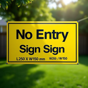 No Entry Sign L250 X W150 mm Yellow/Black <b>Plastic</b> Yard & Lawn Warning Sign - Product Image 3