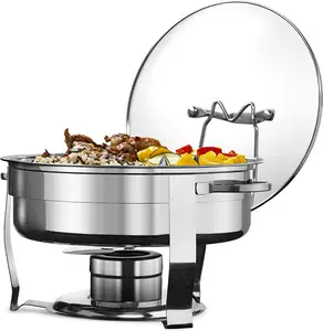 King Commercial Buffet golden chafing dish round chaffing piatti set scaldavivande per servizio di ristorazione ristorante vendita