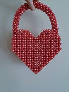 กระเป๋าถือลูกปัดกระเป๋าใส่เหรียญ-ครีมชบา - Product Image 3