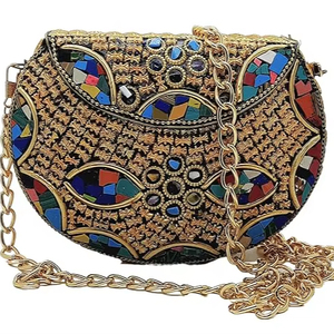 Bolso de Mano Tipo Clutch con Mosaico Artístico Hecho a Mano con Acabado Artesanal de Primera Calidad, Bolso de Mano Tipo Clutch con Mosaico Real con Detalles en Oro Antiguo - Product Image 1