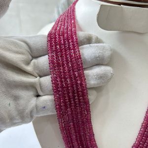 Perles de pierres précieuses naturelles rondes lisses en verre rubis de 8 pouces |   4,5x5,5 à 2,5x4,5 MM |   Rubis pour la fabrication de bijoux - Product Image 3