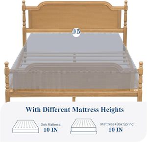 Matelas classique fondation rotin tête de lit pied de lit Style traditionnel cadre de lit King en bois pas de sommier nécessaire en bois - Product Image 6