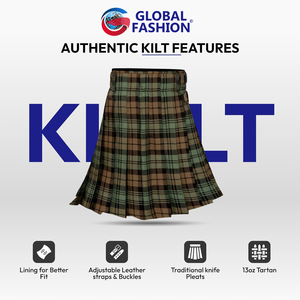 <b>Men's</b> 5 Yard Scottish Tartan Kilt in the <b>Black</b> <b>Watch</b> Weathered Tartan Pattern Wool Blend Wholesale 2026 - Product Image 5