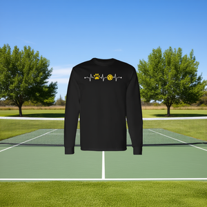 Maglietta a Maniche Lunghe con Motivo Battito Cardiaco e Zampa di Cane per Giocatori di Pickleball, Prodotto Promozionale - Product Image 3