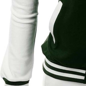 Vestes d'université d'hiver OEM Vestes de baseball à manches en cuir pour femmes Vêtements de rue Vestes Letterman pour femmes Blanches en laine - Product Image 5