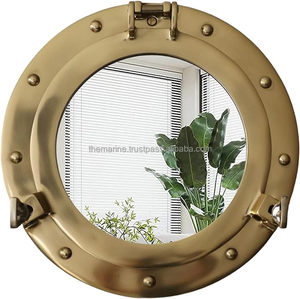 Miroir mural en laiton de luxe de haute qualité de 12 pouces décor nautique hublot rond en laiton poli verre pour la décoration murale de la maison - Product Image 1
