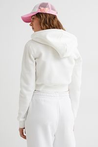 Women's Custom Workout Full-<b>Zip</b> Hoodie US Size Fitness <b>Crop</b> Top with Front Logo Cotton Fabric Drop Shoulder and Loose Fit Zipper - Product Image 3