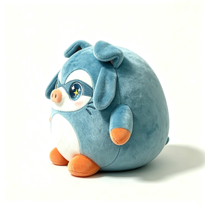 Peluche de cerdo azul personalizado, cerdo superhéroe con máscara, peluche redondo y suave, linda almohada de cerdo de peluche - Product Image 5