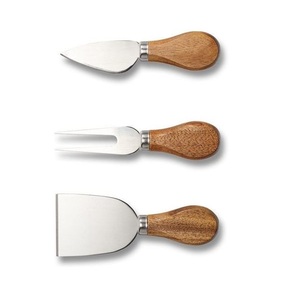 Juego de Cuchillos para Queso de Acero Inoxidable al por Mayor para Fabricantes, 4 Piezas, Utensilios de Cocina, Mango de Madera, Juego de Cuchillos para Cortar Crema y Pizza - Product Image 1